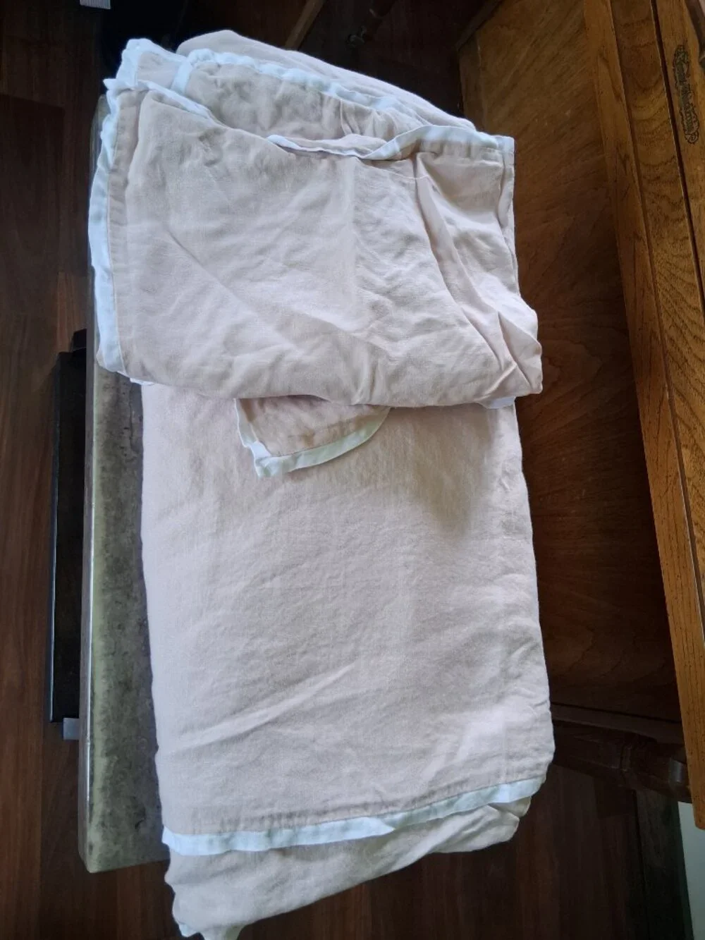 Pottery Barn Belgian Flax Linen Double Flange Soft Rose F/Q Duvet Cover Set